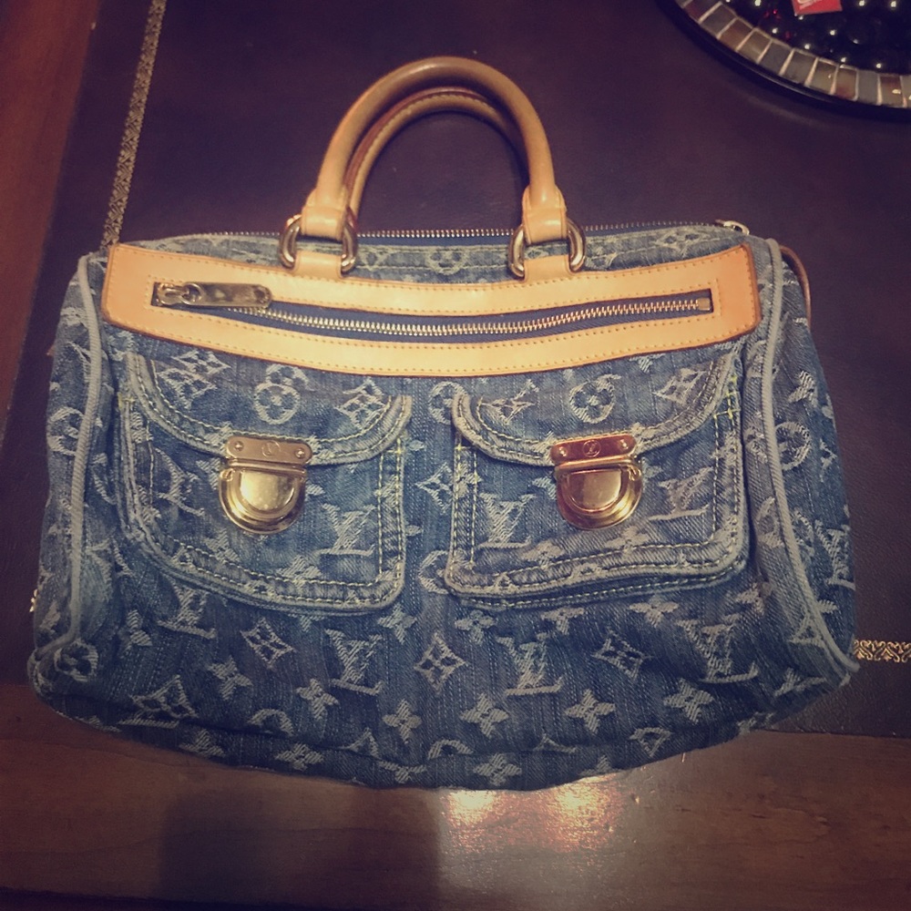 Louie Vuitton Blue Denim Sachel